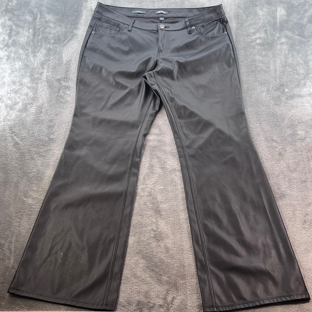 Wild Fable Black Faux Leather Low Rise Flare Pants Size 12 Goth Edgy Trousers